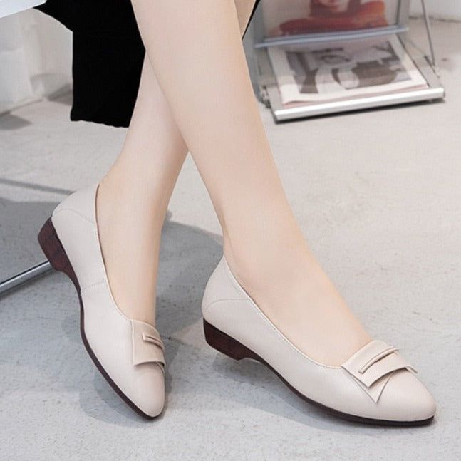 Women's Casual Shoes GCSZXC09 Flats Pointed Toe Leather Boat Touchy Style