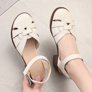Women's Casual Shoes Sandals Genuine Leather Roman High Heel GCSR215 Touchy Style