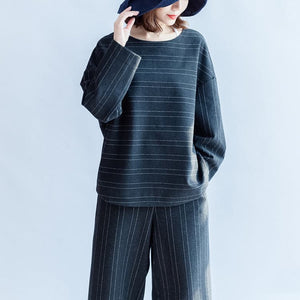 Woolen striped suits cotton tops and pants office dresses two pieces-fall LTP171028