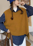 Yellow Two Piece Set Knit Vest + Corduroy shirts Spring VTP220105
