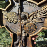 Archangel Michael Natural Wood Carved Statue DYLINOSHOP