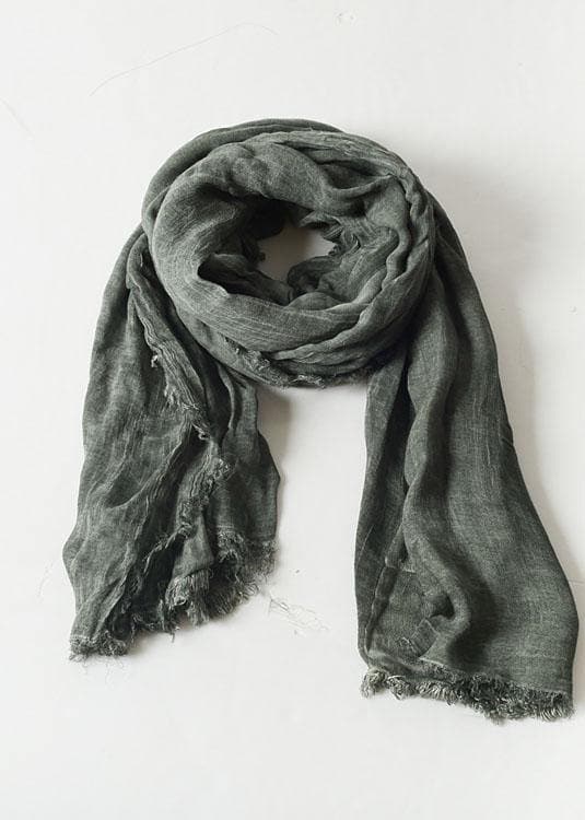 army green Cinched scarf warm vintage cotton linen scarves AM-SCF191107