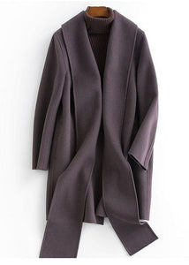boutique Loose length long sleeve outwear dark gray pockets Woolen Coat Women TCT190821
