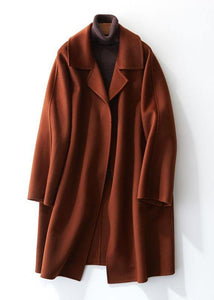 boutique brown Woolen Coat Women trendy plus size Jackets & Coats straight coat lapel collar TCT190821