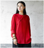 3/4 Sleeve Traditional Chinese Cotton and Linen Blouse  | Zen dylinoshop