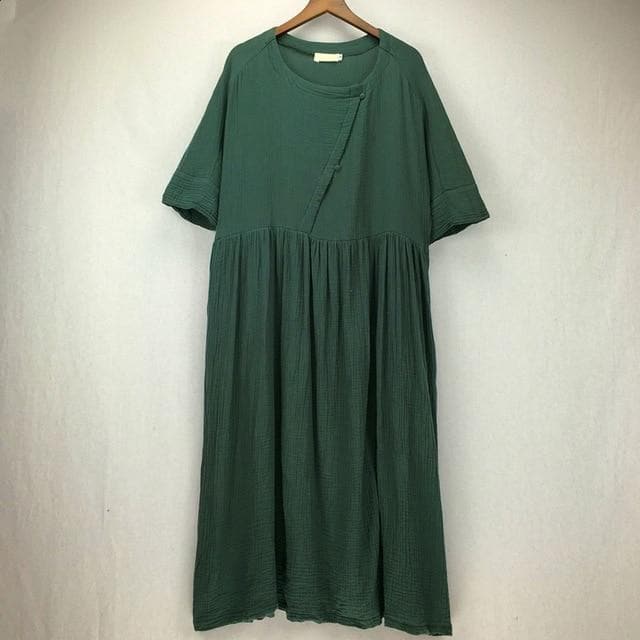 Zen Sunday Plus Size Cotton Linen Dress  | Zen Buddha Trends