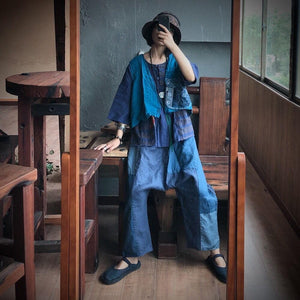 Blue Linen Harem Pants | Hippie dylinoshop