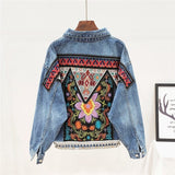 Boho Handmade Embroidered Denim Jacket dylinoshop