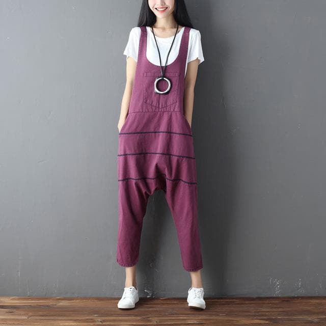 Low Crotch Loose Denim Overall Buddha Trends