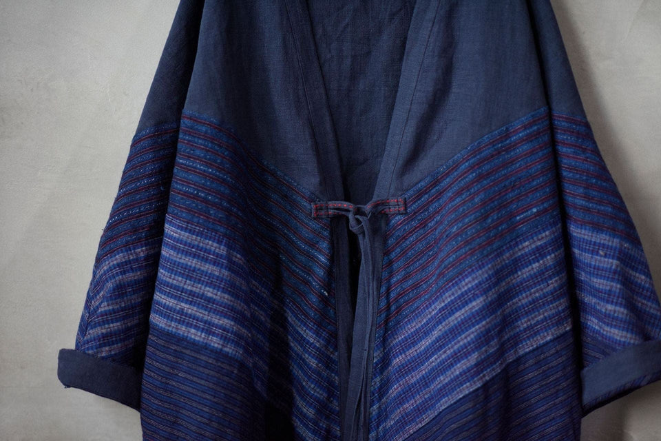 Asymmetrical Vintage Blue Linen Cardigan | Lotus dylinoshop