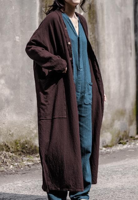 Long Linen Cardigan with Large Pockets | Lotus dylinoshop