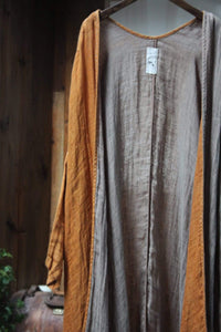 Linen Patchwork Long Cardigan | Lotus dylinoshop