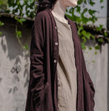 Long Linen Cardigan with Large Pockets | Lotus dylinoshop