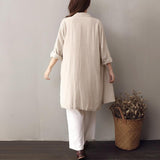 Beige Buttoned Up Linen Shirt | Zen dylinoshop