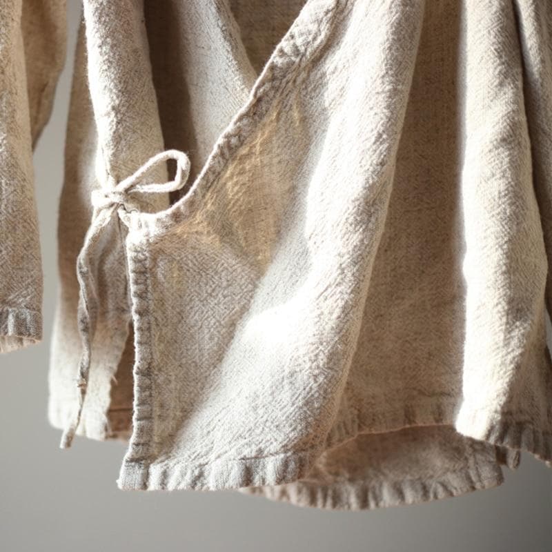Vintage V-Neck Linen Wrap Cardigan Buddha Trends