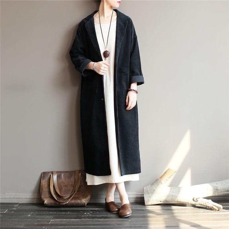 Casual Chic Corduroy Trench Coat dylinoshop