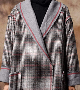 Vintage Chic Plaid Wool Coat Buddha Trends