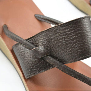 Curved Retro Leather Sandals dylinoshop