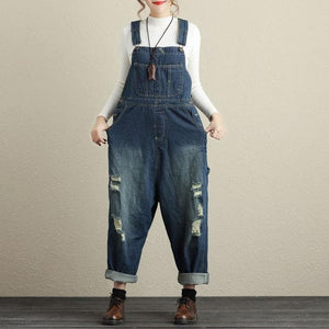 Loose Ripped Denim Overall Buddha Trends