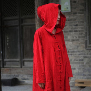 Vivid Linen Hooded Trench Coat | Zen Buddha Trends