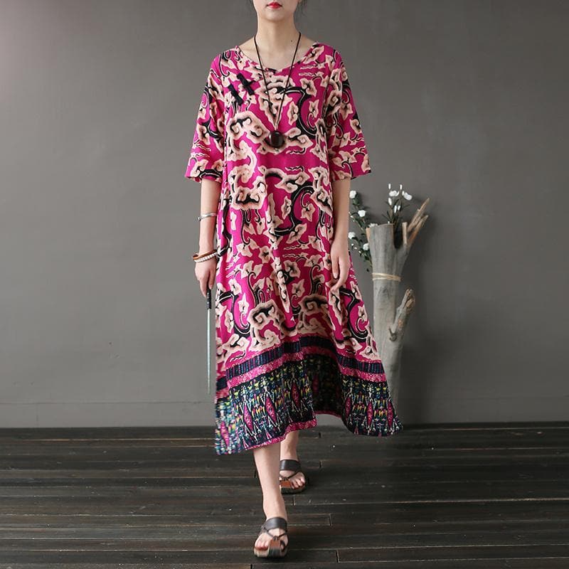 Asia Mystery V Neck Midi Dress dylinoshop