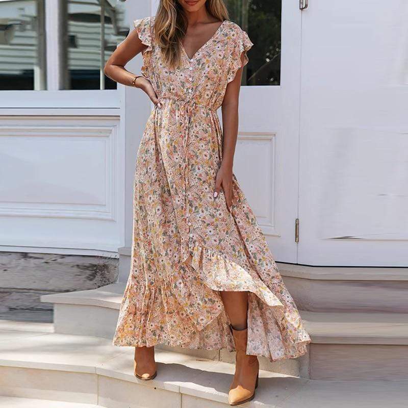 Southern Beauty Floral Gypsy Maxi Dress Buddha Trends