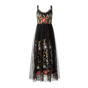 Black Floral Embroidered Dress | Mandala dylinoshop
