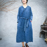 Loose A-line Vintage Denim Dress  | Zen dylinoshop