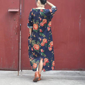 Floral Linen Midi Dress dylinoshop