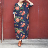 Floral Linen Midi Dress dylinoshop