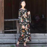 Cotton and Linen Floral Dress dylinoshop