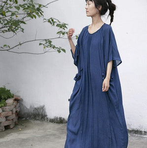 Cotton and Linen Loose T-Shirt Dress | Lotus dylinoshop