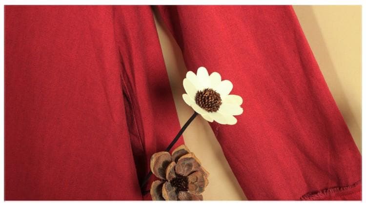 Folk Style Patchwork Linen Dress dylinoshop