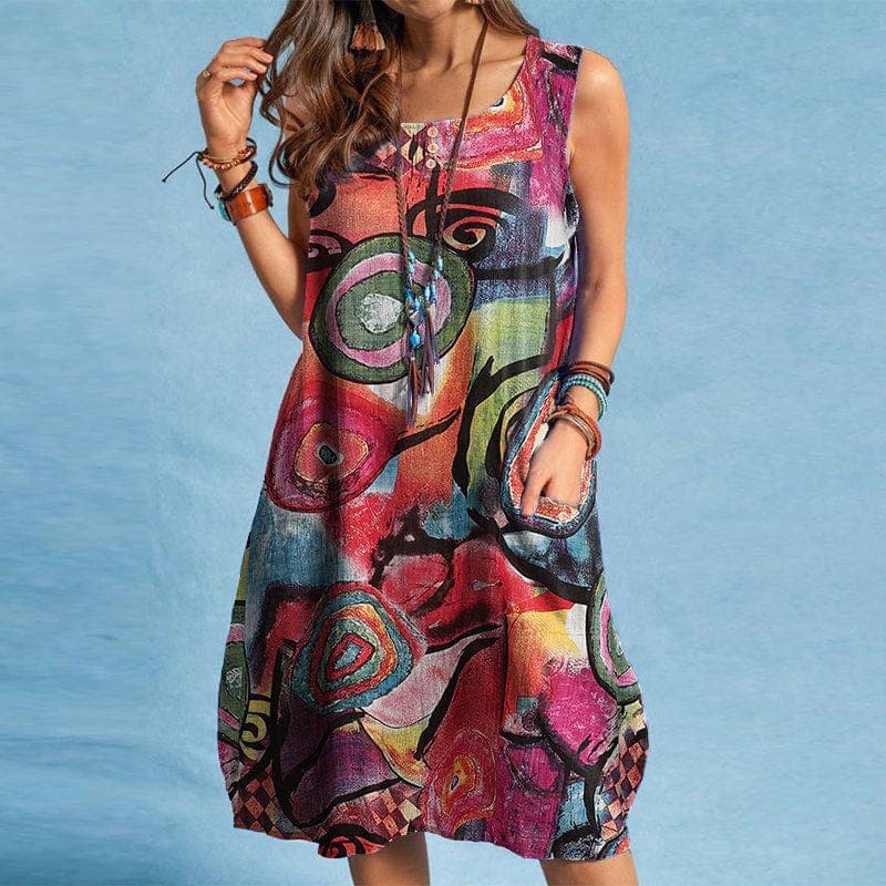 Geometric African Prints Baggy Dress dylinoshop