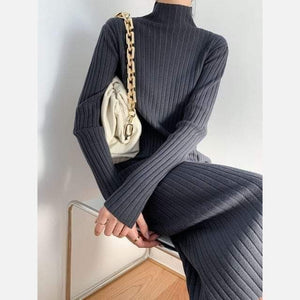 Jenna Solid Knitted Cotton Dress dylinoshop