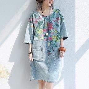 Loose Floral Printed Hippie Shirt Dress dylinoshop