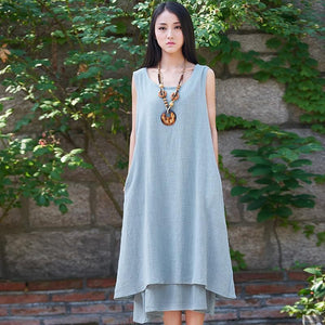 Casual Sleeveless Linen Dress  | Zen dylinoshop