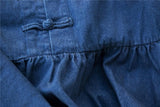 Long Sleeve Mandarin Denim Midi Dress  | Zen dylinoshop