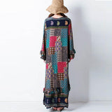 Long Sleeves Floral Patchwork Hippie Dress dylinoshop