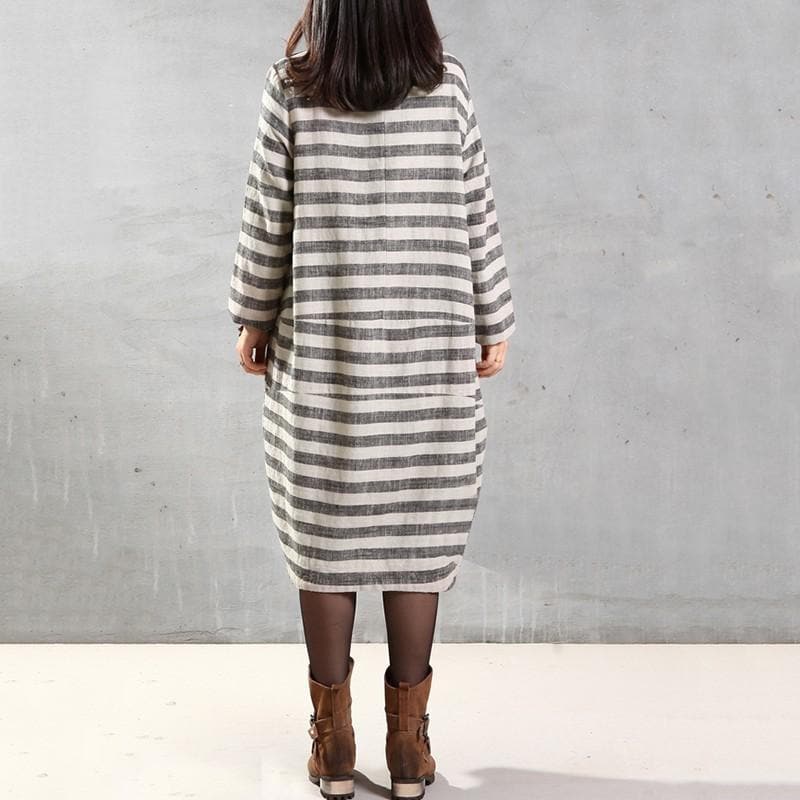 Long Sleeves Striped Midi Dress dylinoshop