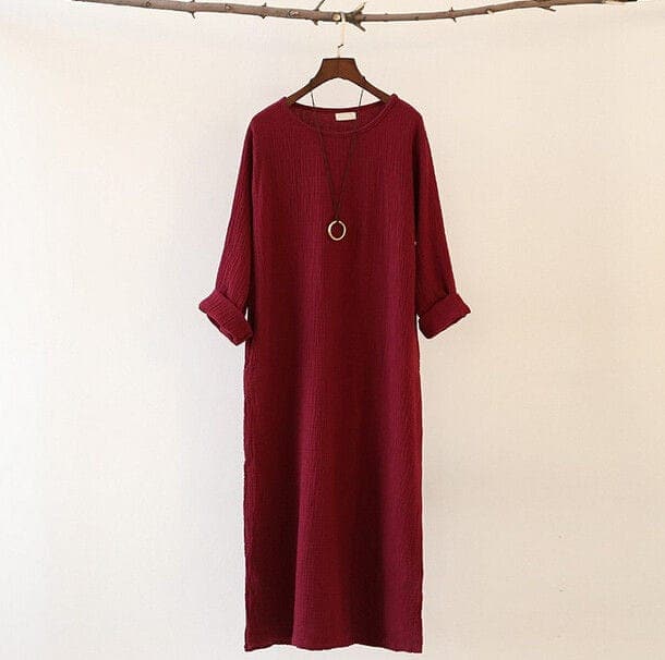 Loose Fluid Cotton Linen Dress | Zen dylinoshop