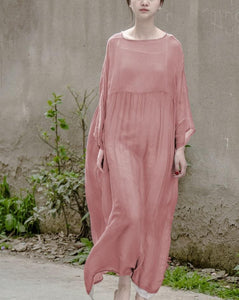 Loose Plus Size Silk Dress | Lotus dylinoshop