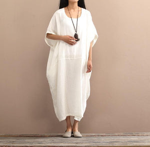 Loose Pure Colors Cotton Linen Maxi Dress  | Zen dylinoshop