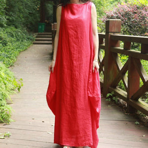 Loose Sleeveless Maxi Dress Buddha Trends