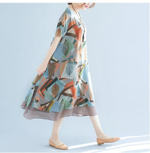 Canadian Autumn Flowy Chiffon Dress dylinoshop