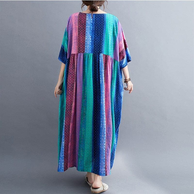 Oversized Bohemian Striped Dress Buddha Trends