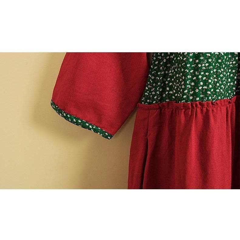 Red and Green Franfreluche Bohemian Hippie Dress Buddha Trends