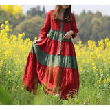 Red and Green Franfreluche Bohemian Hippie Dress Buddha Trends