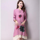 Pink Lotus Linen Dress  | Zen Buddha Trends