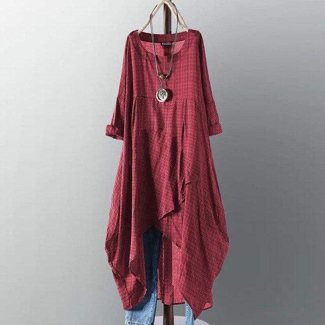 Casual Long Sleeve Asymmetrical Shirt Dress dylinoshop